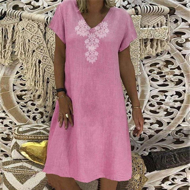 Pattern Printed Casual Plain Dress