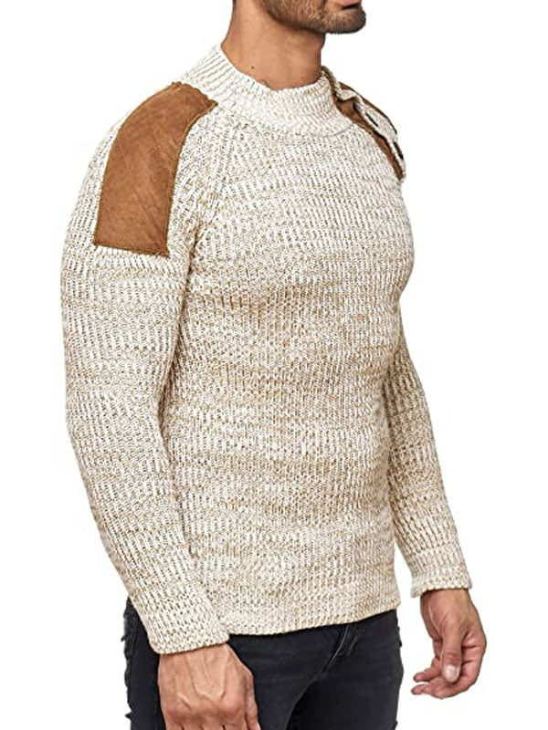 Men's Fashion Casual Buttoned Mixed Color Slim Sweater