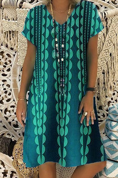 Sexy Fashion Geometric Printed V-neck Dress