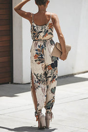 Ladies New Fashion Sexy Printed Halter V-neck Sling Jumpsuit