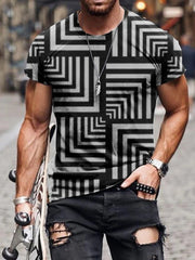 Mens Stylish Round-necked Short-sleeved Printed T-shirt