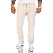 Men's Casual Plain Linen Cotton Trousers