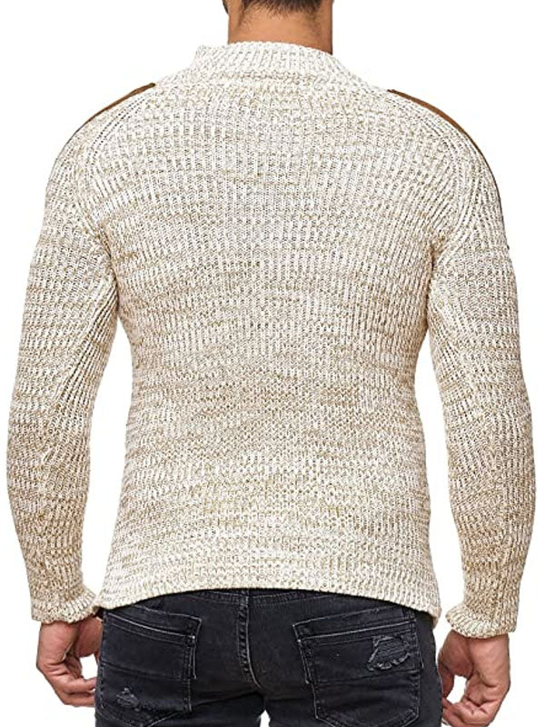 Men's Fashion Casual Buttoned Mixed Color Slim Sweater