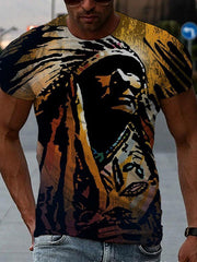Mens Fashion Retro Casual Printed T-Shirt