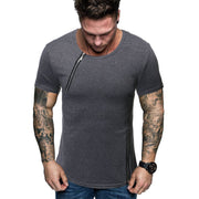 Mens Fashion Zipper Stitching Short Sleeve T-Shirt