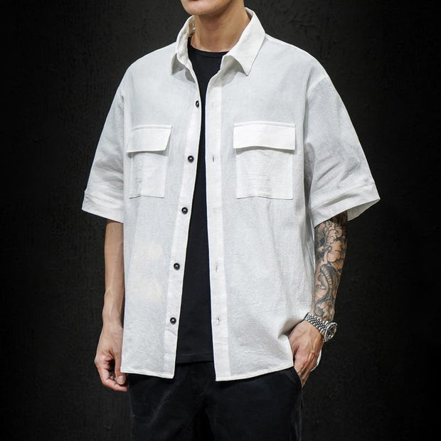 Men's Fashion Tooling Short-sleeved Shirt
