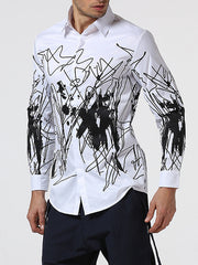 Fashion Mens Casual Long-Sleeved Floral Shirt