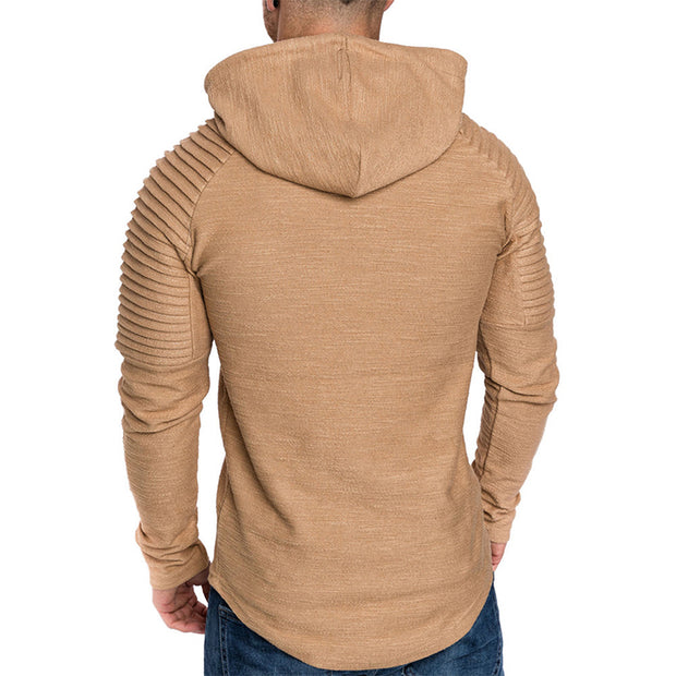 MENSCASE - Men's plain long sleeve hooded sweatshirt