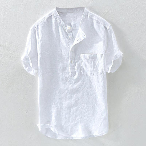 Men's Summer Casual Short-sleeved Stand Collar Shirt