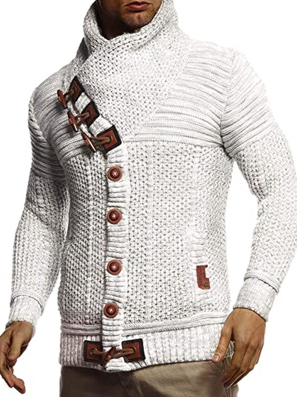 Men's Fashion Casual Button Turtleneck Sweater Coat