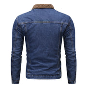 Men's fashion casual thick velvet lapel denim jacket