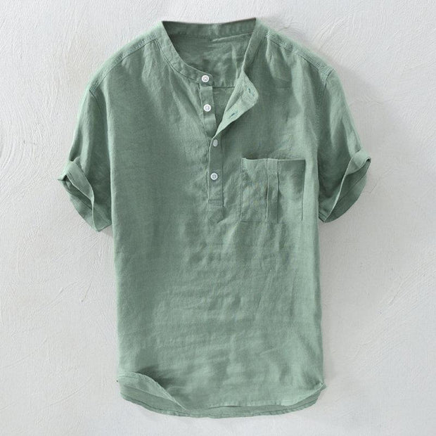 Men's Summer Casual Short-sleeved Stand Collar Shirt