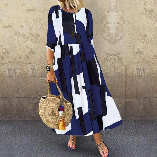 Women's Geometric Patterns Printed Loose Dress
