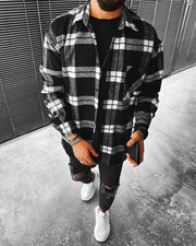 Casual fashion check texture jacket
