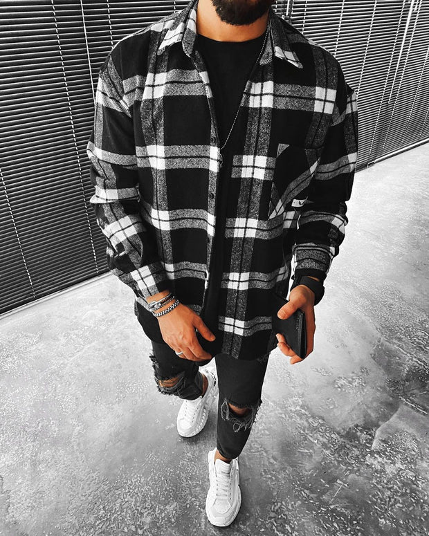Casual fashion check texture jacket