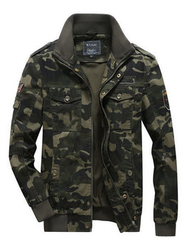 Mens fashion stand-collar camouflage jacket