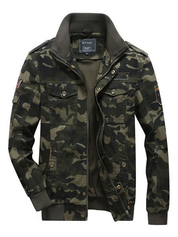 Mens fashion stand-collar camouflage jacket