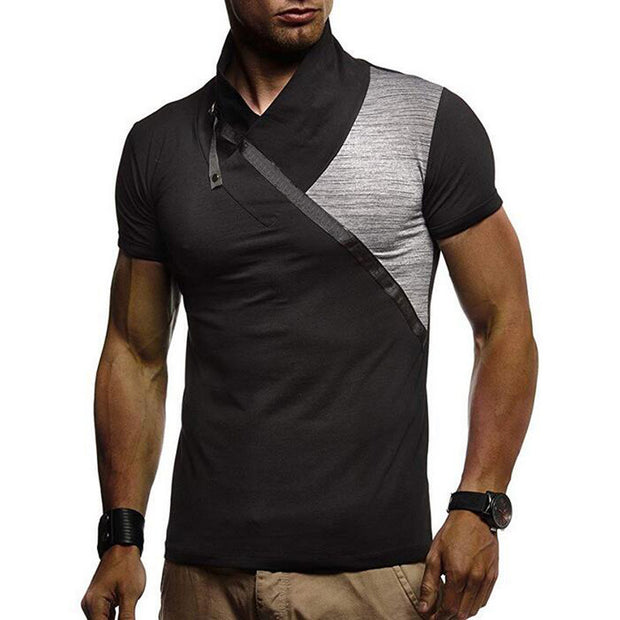 Mens Fashion Casual Stitching Contrast Short Sleeve T-Shirt