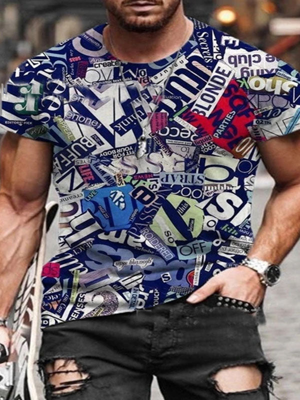 Mens Casual Short Sleeve Printed T-Shirt