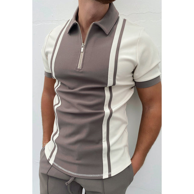 Rico contrast panel short sleeve polo shirt