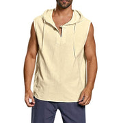 Men's Solid Color Collage Cotton And Linen Vest
