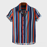 Fashion Striped Lapel Mens Beach Shirt