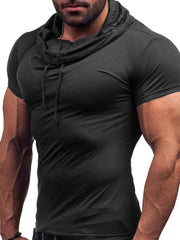 Mens Pile Collar Casual Slim Short Sleeve T-Shirt