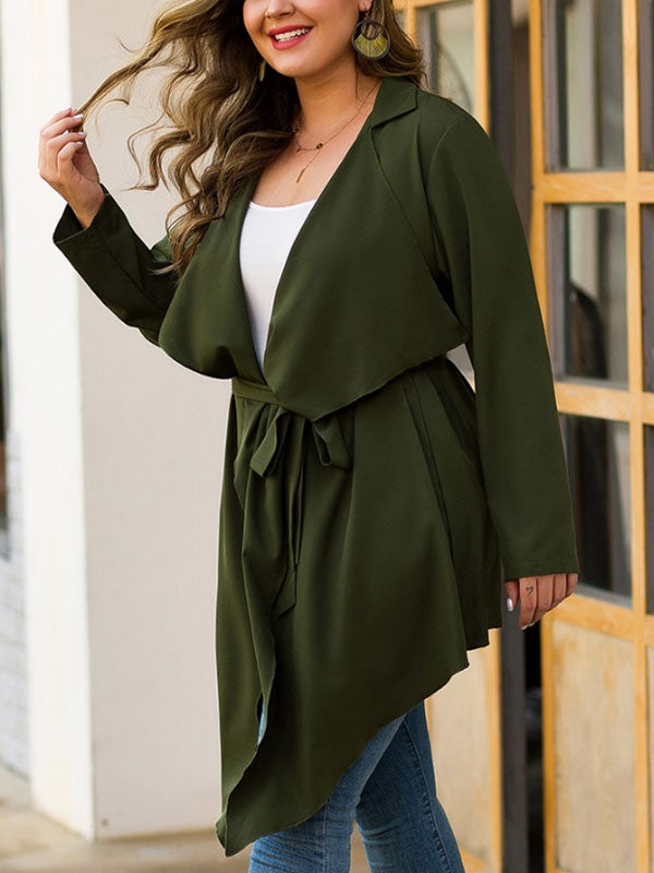 MyLadyplus Plus Size Bandage Trench Coats Women Autumn