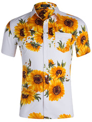 Fashion Mens Casual Short-Sleeved Floral Shirt