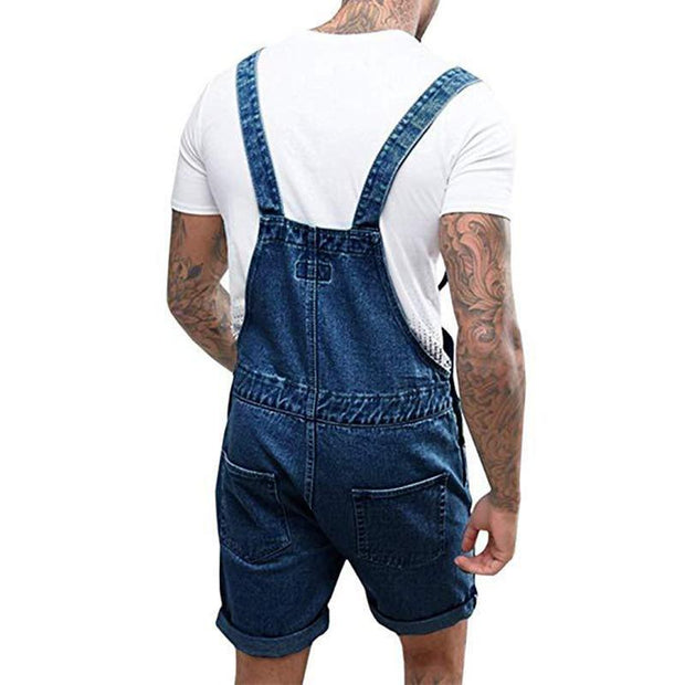 Men's Denim Bib Overall Shorts