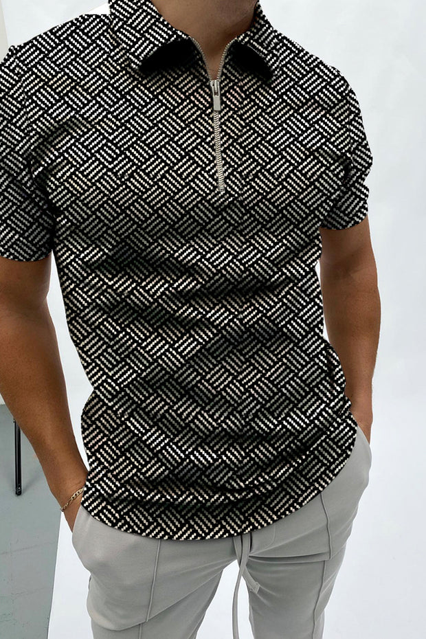 Herringbone jacquard polo shirt