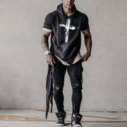 Fashion cross hooded T-shirt