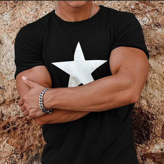 Round Neck Top Pentagram Print T-Shirt