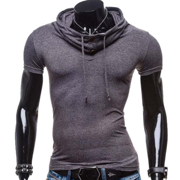 Mens Pile Collar Casual Slim Short Sleeve T-Shirt