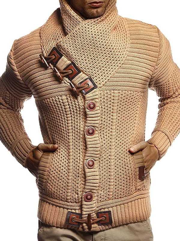 Men's Fashion Casual Button Turtleneck Sweater Coat