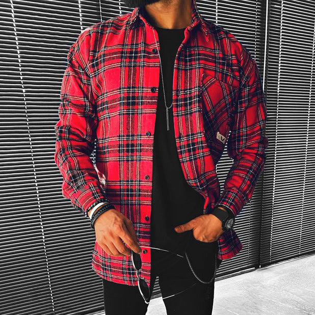 Casual Check Textured Long Sleeve Shirt Jacket