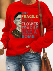 Women Portrait Print Crew Neck Sweatshirt