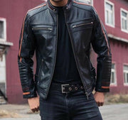 Mens Mock Neck Motorcycle Jacket